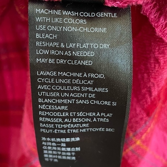 Anthropologie Isadora Pink Plaid Flannel Top, Size XS - Picture 9 of 10